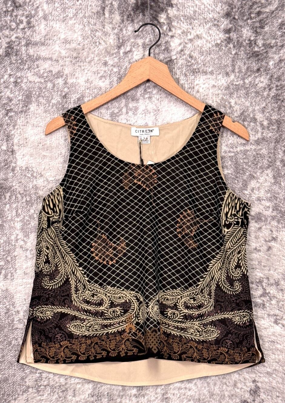 New Citron Santa Monican Top Small Womens Silk Blend Reversible Blouse